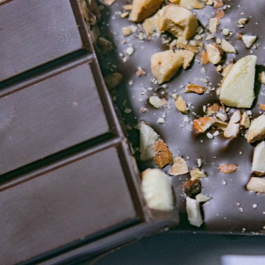 73% dark chocolate with almonds made by '57 Chocolate.