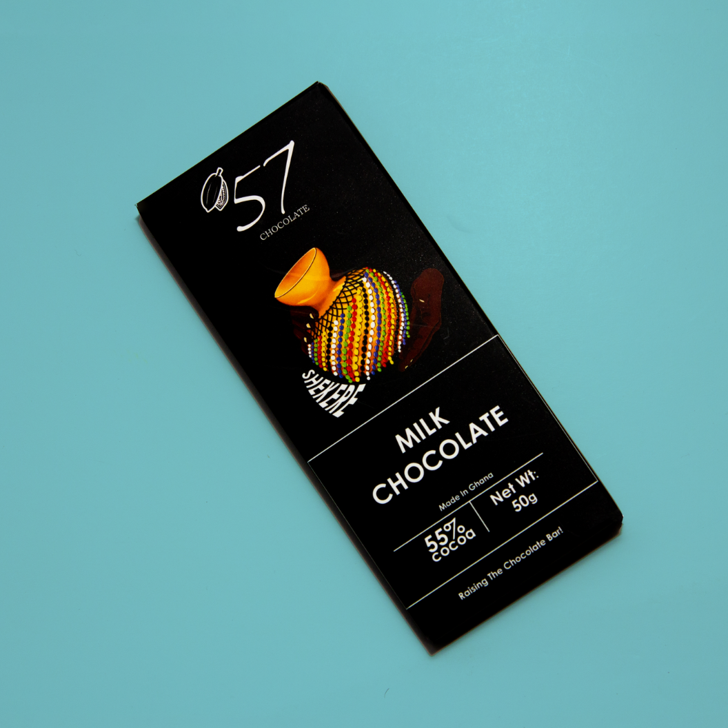 55% milk chocolate made by '57 Chocolate