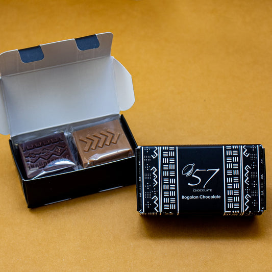 Chocolate box with bogolan symbols from Mali