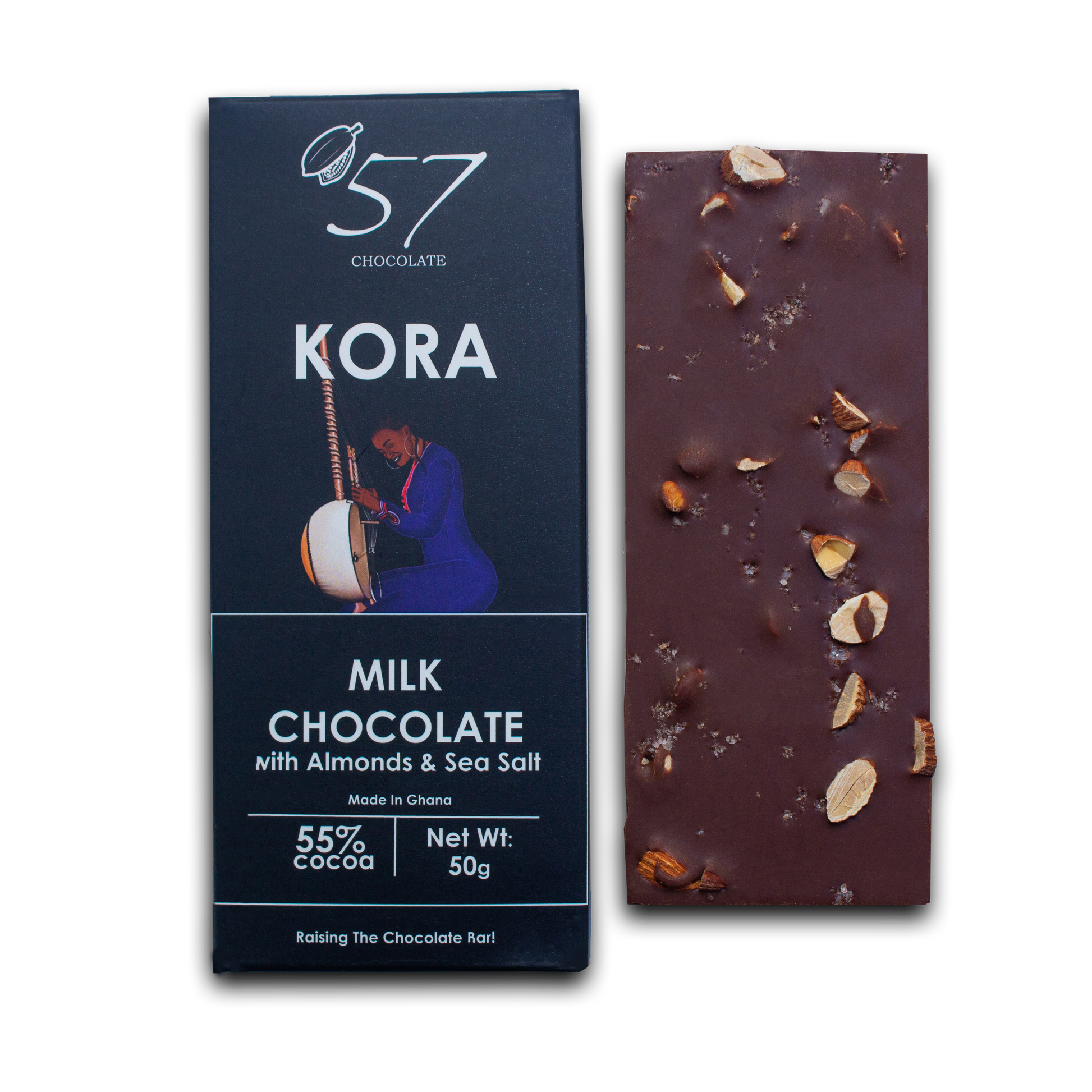 Milk chocolate bar with almonds and sea salt 