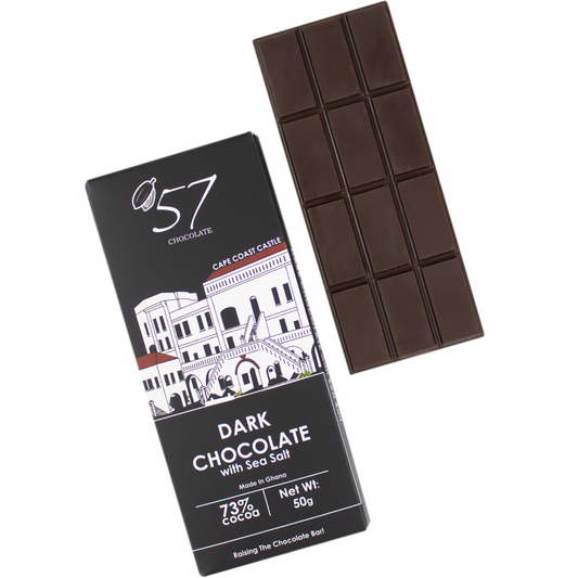 73% dark chocolate with sea salt made by '57 Chocolate