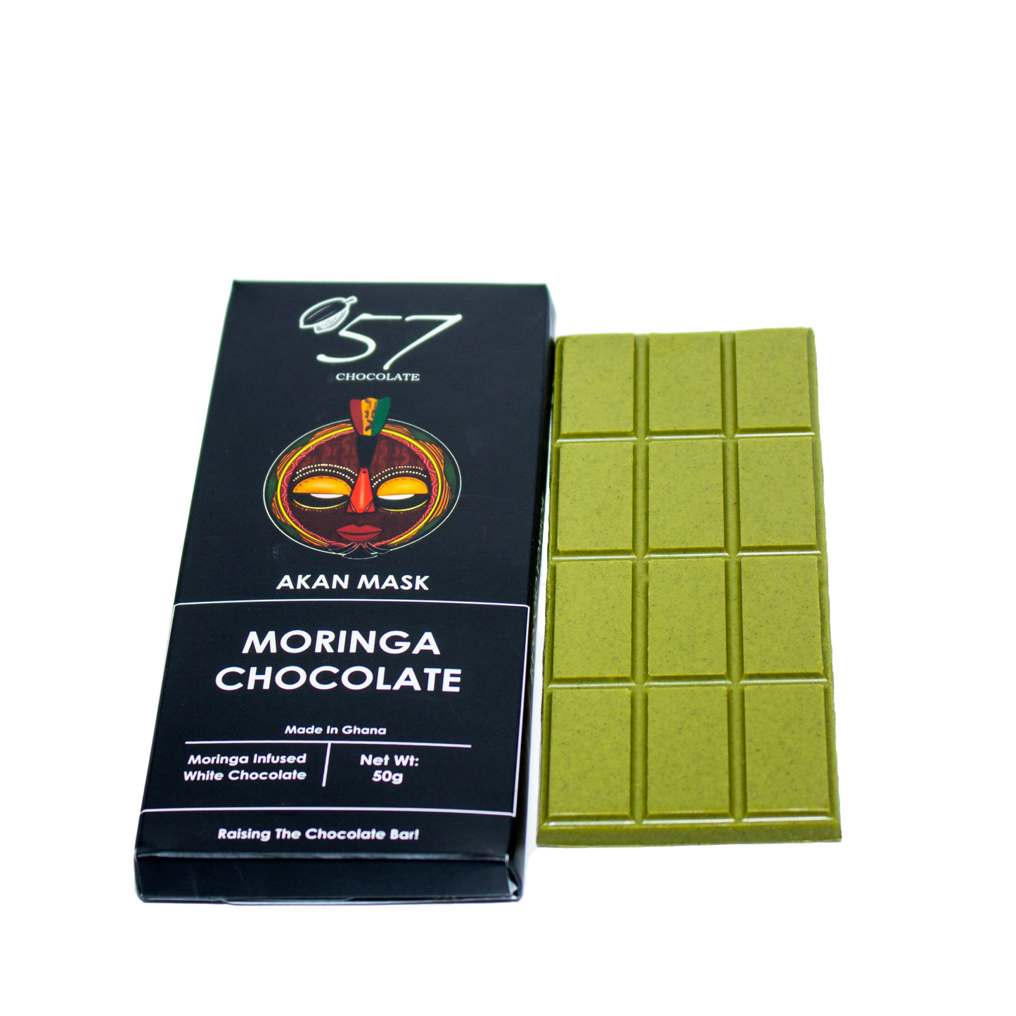 White chocolate infused with moringa by '57 Chocolate
